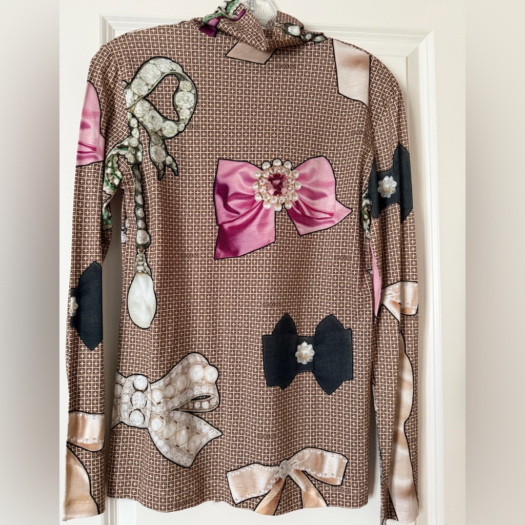 Viktor & Rolf Brown And Pink Graphic Top